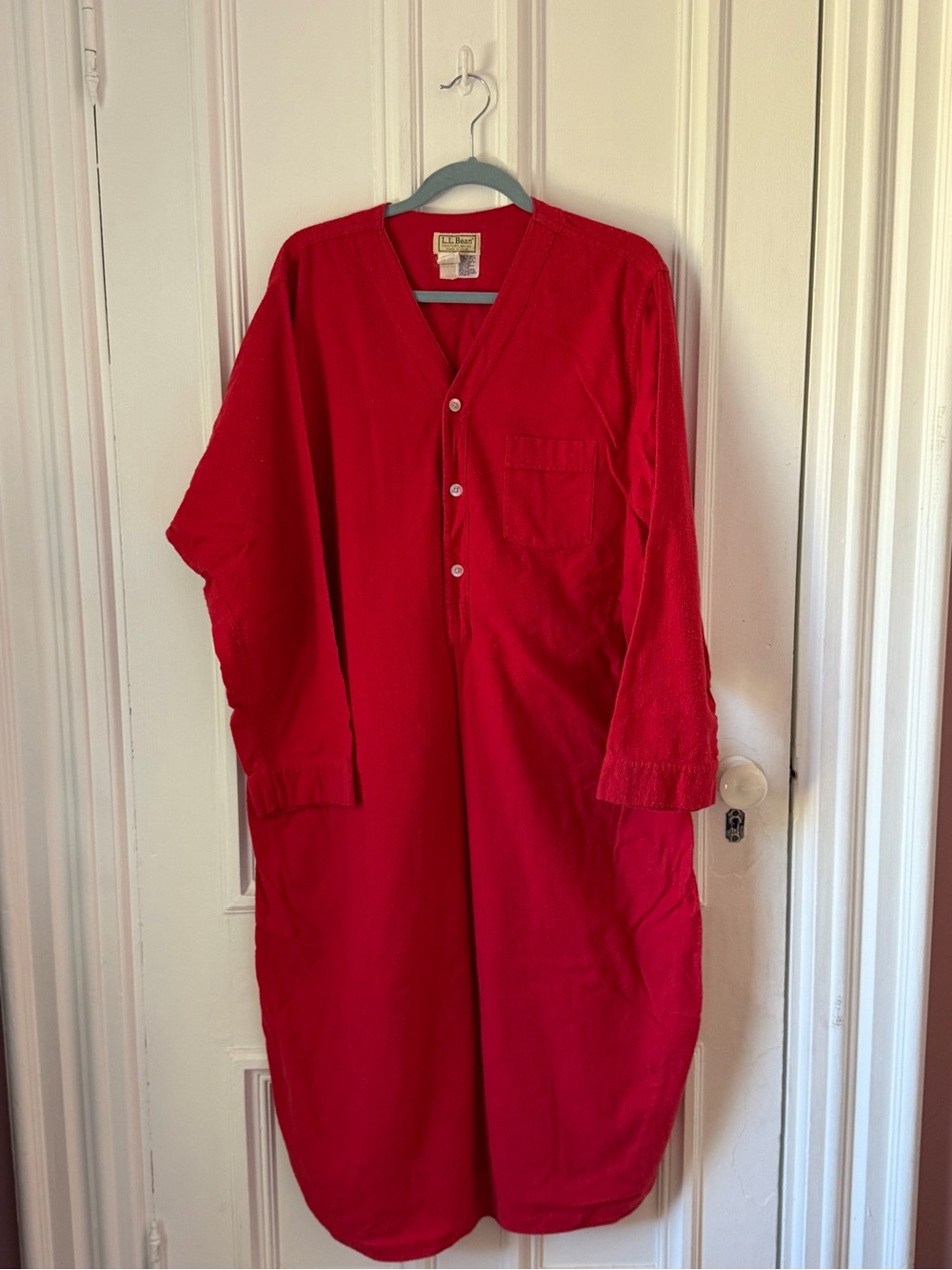 Men’s Vintage LL Bean 100% Cotton Red Nightshirt Size XL